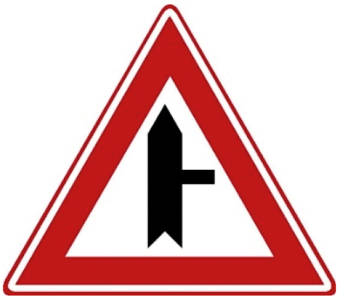 Verkeersbord B5: Voorrangskruispunt Zijweg rechts