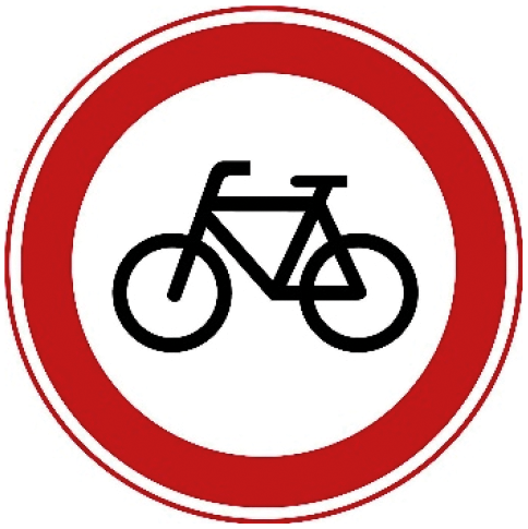 Verkeersbord C14: Gesloten voor fietsen en voor gehandicaptenvoertuigen zonder motor