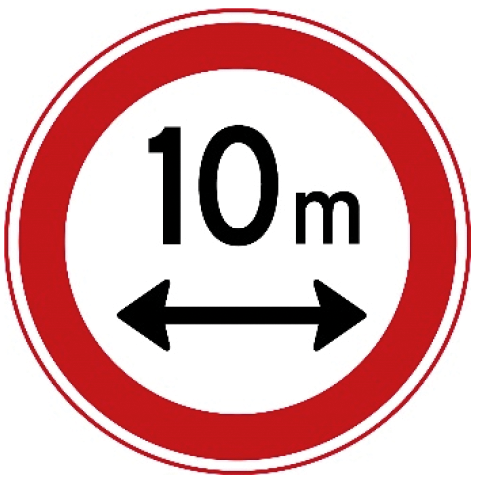 Verkeersbord C17: Gesloten voor voertuigen en samenstellen van voertuigen die, met inbegrip van de lading, langer zijn dan op het bord is aangegeven