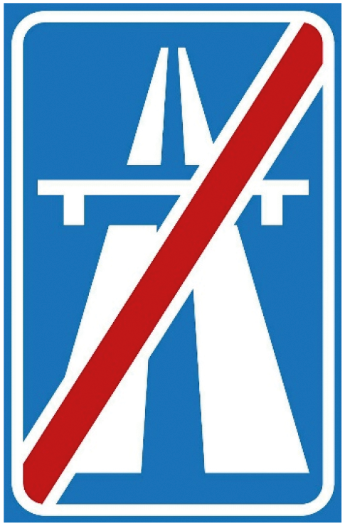 Verkeersbord G2: Einde Autosnelweg