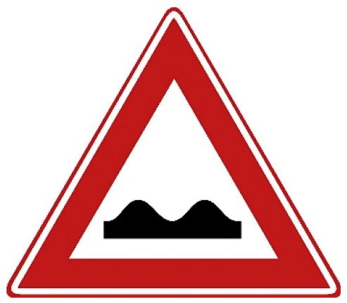 Verkeersbord J1: Slecht wegdek