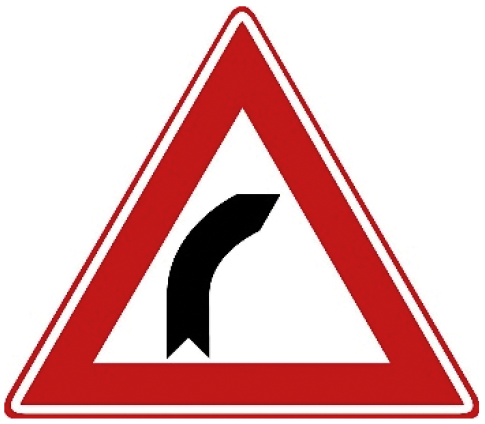 Verkeersbord J2: Bocht naar rechts