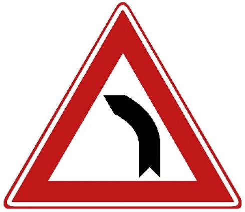 Verkeersbord J3: Bocht naar links