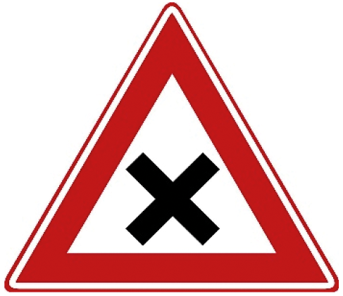 Verkeersbord J8: Gevaarlijk kruispunt