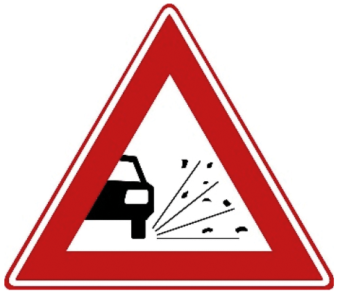 Verkeersbord J25: Losliggende stenen