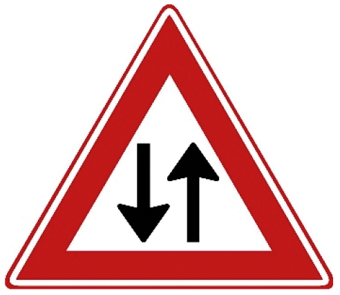 Verkeersbord J29: Tegenliggers