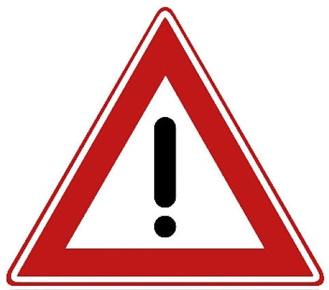 Verkeersbord J37: Gevaar (de aard van het gevaar is aangegeven op het onderbord)