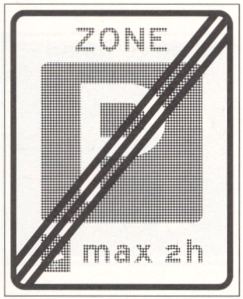 Verkeersbord E11: Einde parkeerschijf-zone met verplicht gebruik van parkeerschijf