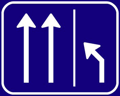 Verkeersbord C23-02: Spitsstrook vrijmaken