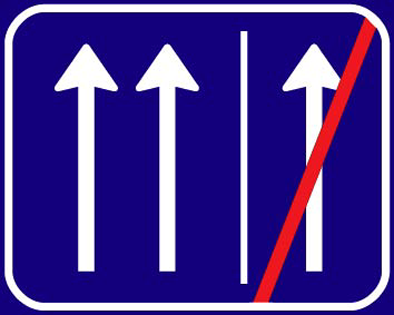 Verkeersbord C23-03: Einde spitsstrook