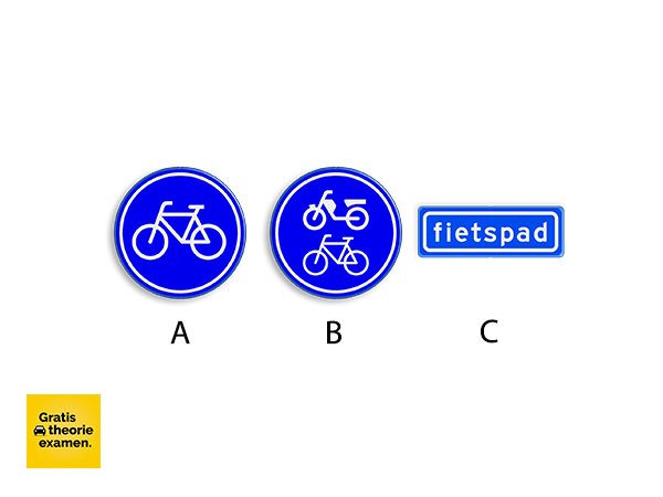 Bij welk(e) bord(en) kun je verwachten dat er bromfietsers op de rijbaan rijden?